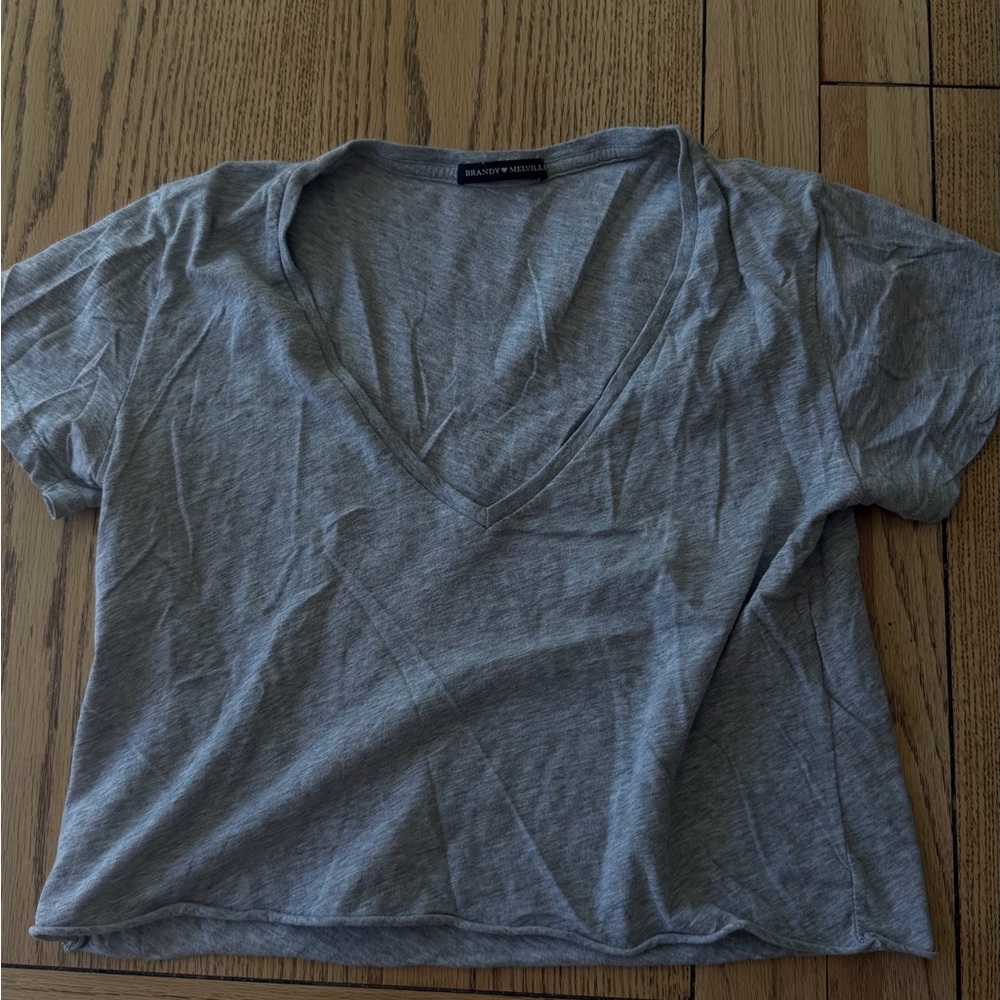 Brandy Melville Heather Gray V-Neck Tee